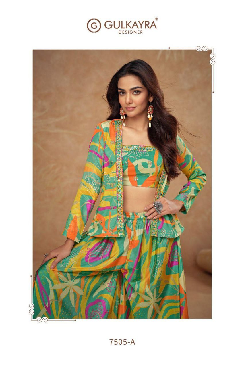Kiera chinon silk digital print top and palazzo free size