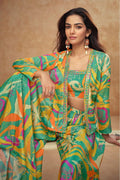 Elegant chinon silk top with matching palazzo free size