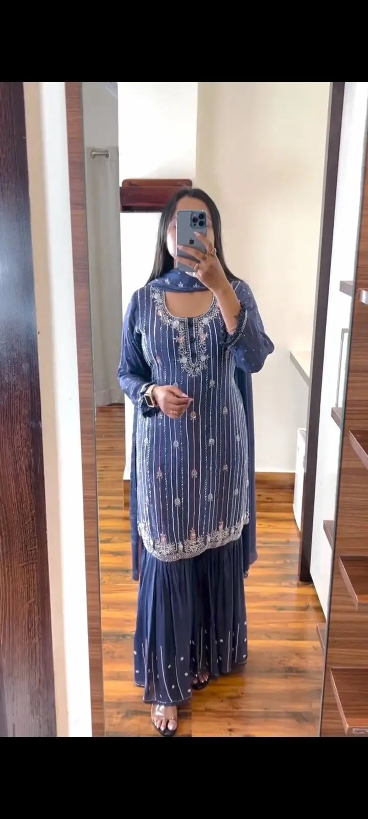 Pure Chinon Kurti Plazzo Dupatta Set
