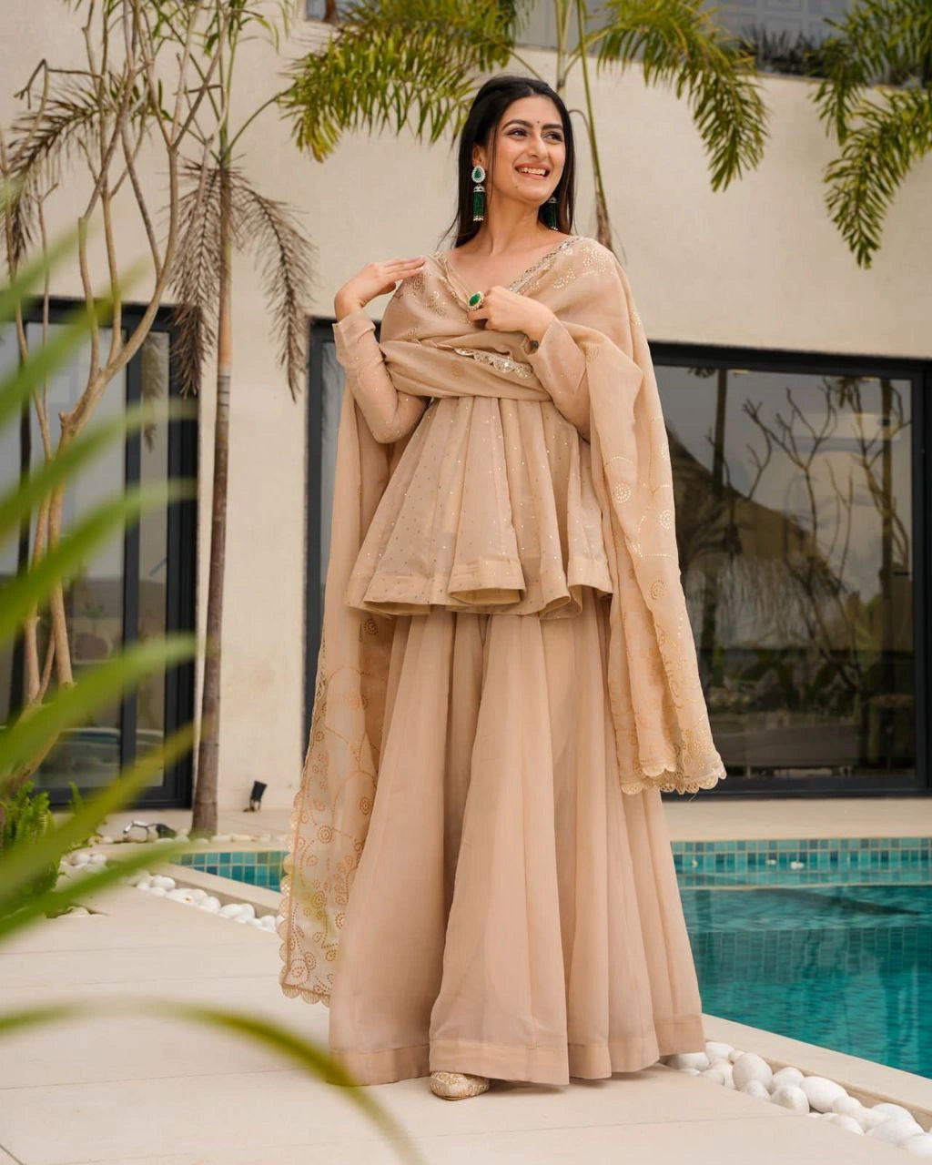 Dupatta with Lace Border Details