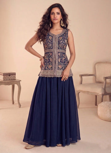 lakhnavi embroidery peplum suit
