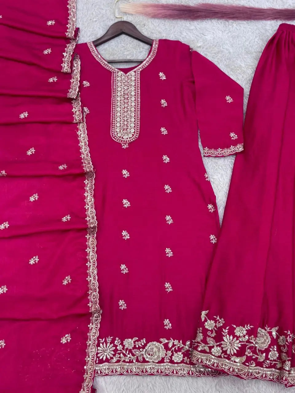  Latest festive plazzo design with embroidery and full sleeves top