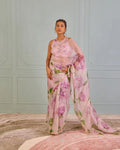 Floral print organza saree
