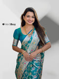 Luxurious Silk Saree with Handwoven Zari Weaving and Designer Blouse – Royal Look for Special Occasions.