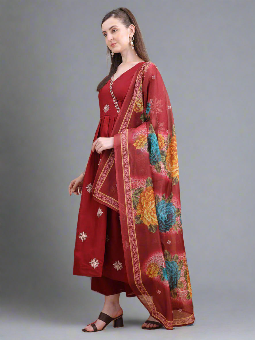 Digital print silk dupatta with kurta