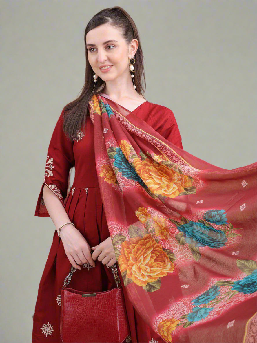 Kurta set with flare hem and no pockets