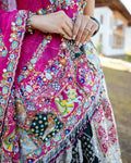 Mirror work close-up on lehenga and choli