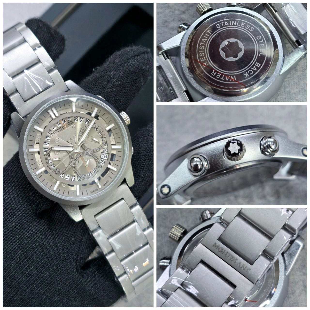 mont blanc classics stainless steel strap watch