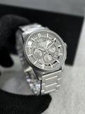 mont blanc silver dial chronograph men watch