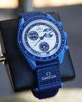 Omega Swatch Super Blue chronograph dial