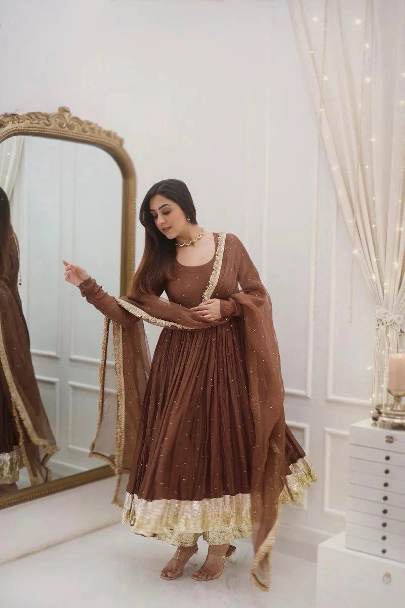 Moti work stitched gown