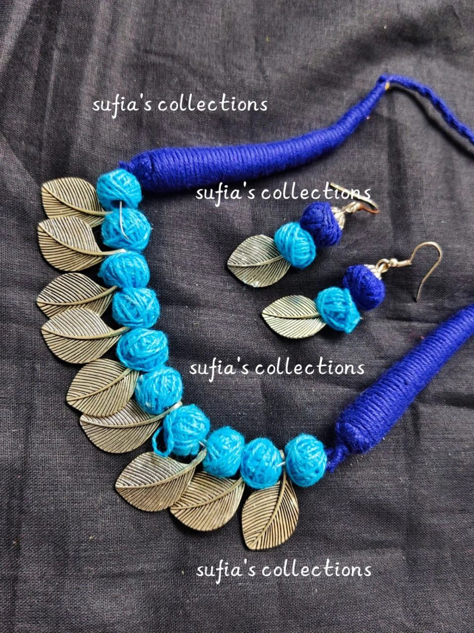Ethnic Indian Wool Thread Necklace with Earrings – Murshidabad Jewelry