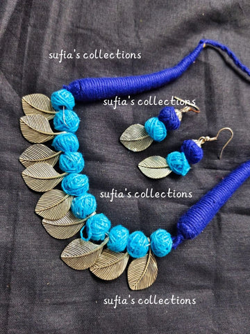 Ethnic Indian Wool Thread Necklace with Earrings – Murshidabad Jewelry