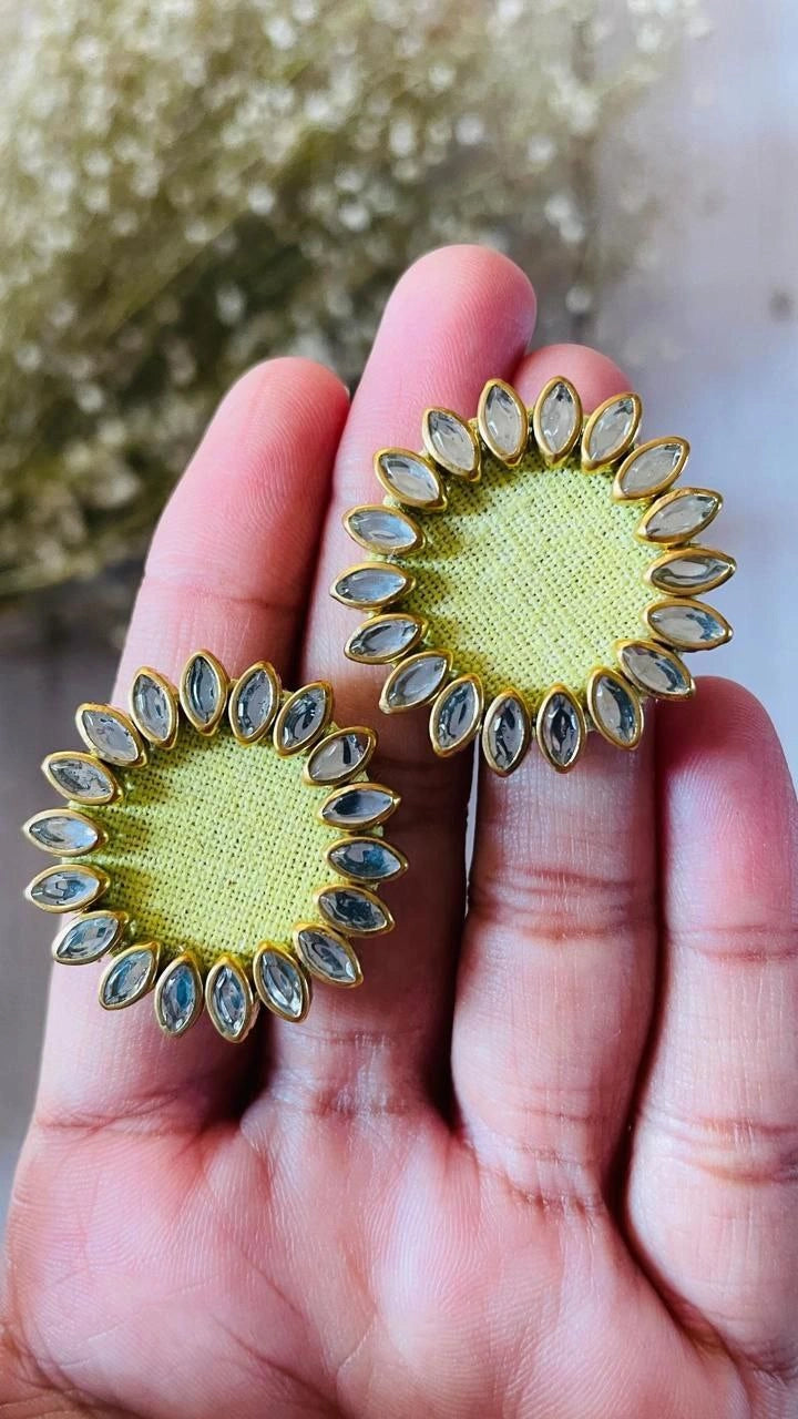 Designer Fabric Stud Earrings – Lightweight Ethnic Jewelry for Women
