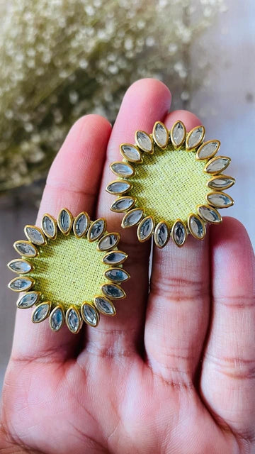 Designer Fabric Stud Earrings – Lightweight Ethnic Jewelry for Women