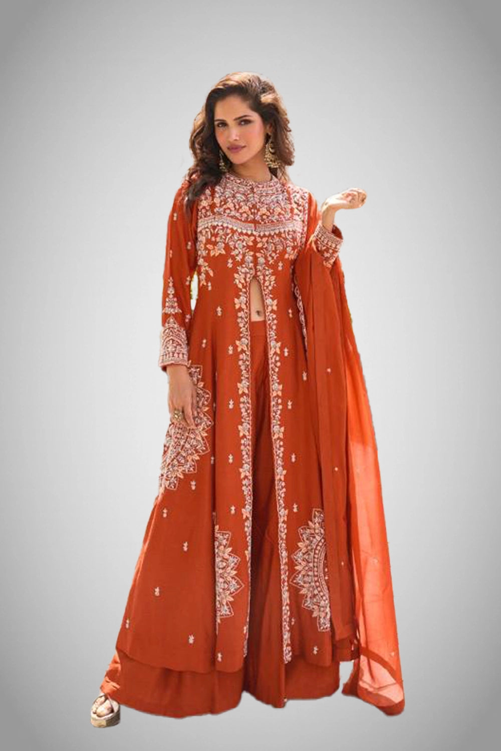 Nargis premium silk front-cut suit set