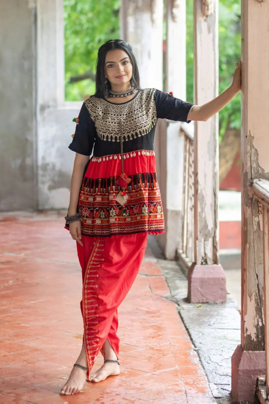 Traditional Navratri outfit with Kediya top and tulip pants
