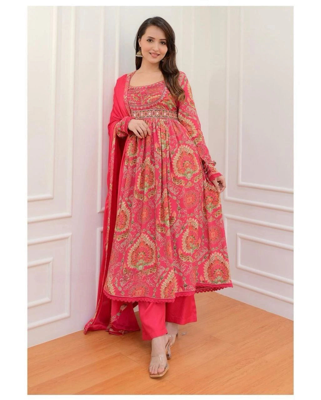 Nazneen dupatta with embroidered lace border for Anarkali suit