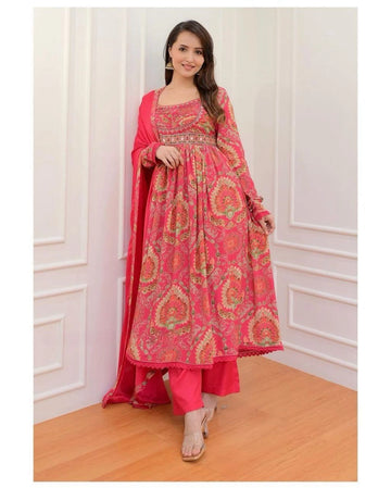 Nazneen dupatta with embroidered lace border for Anarkali suit