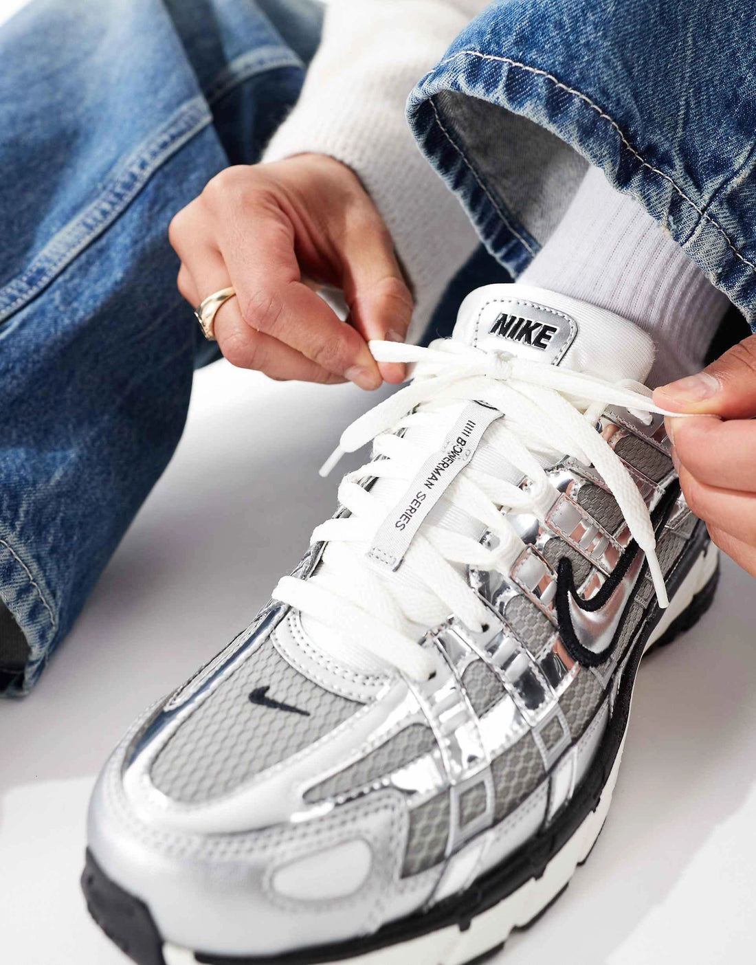 NIKE P-6000 Metallic Trainer Sneakers