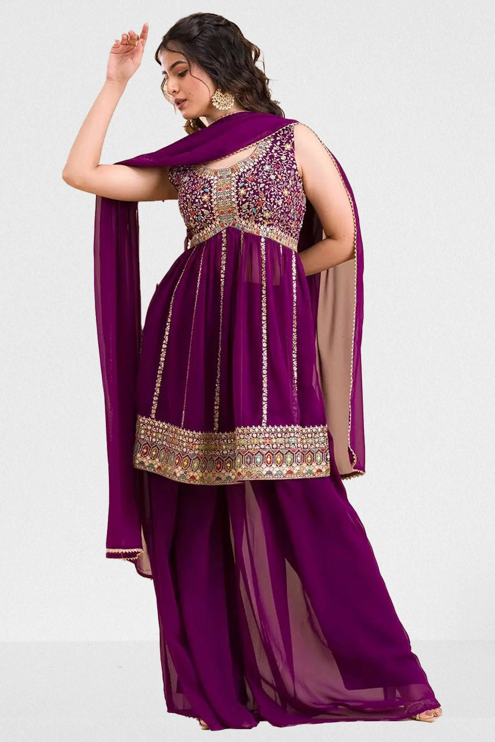 Nyra cut kurti with side embroidery view