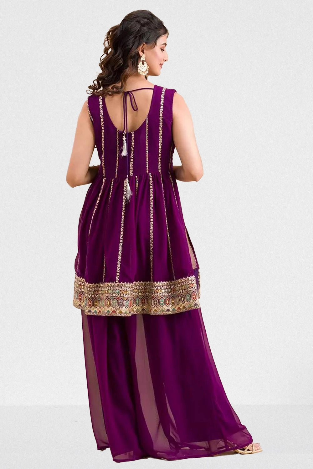 Il più venduto moderno ricamato da donna Chanderi cotone Kurti Set tinta unita f Il più venduto moderno ricamato da donna Chanderi cotone Kurti Set tinta unita f