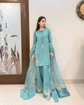 Organza silk dupatta with 5 mm sequin embroidery and patta