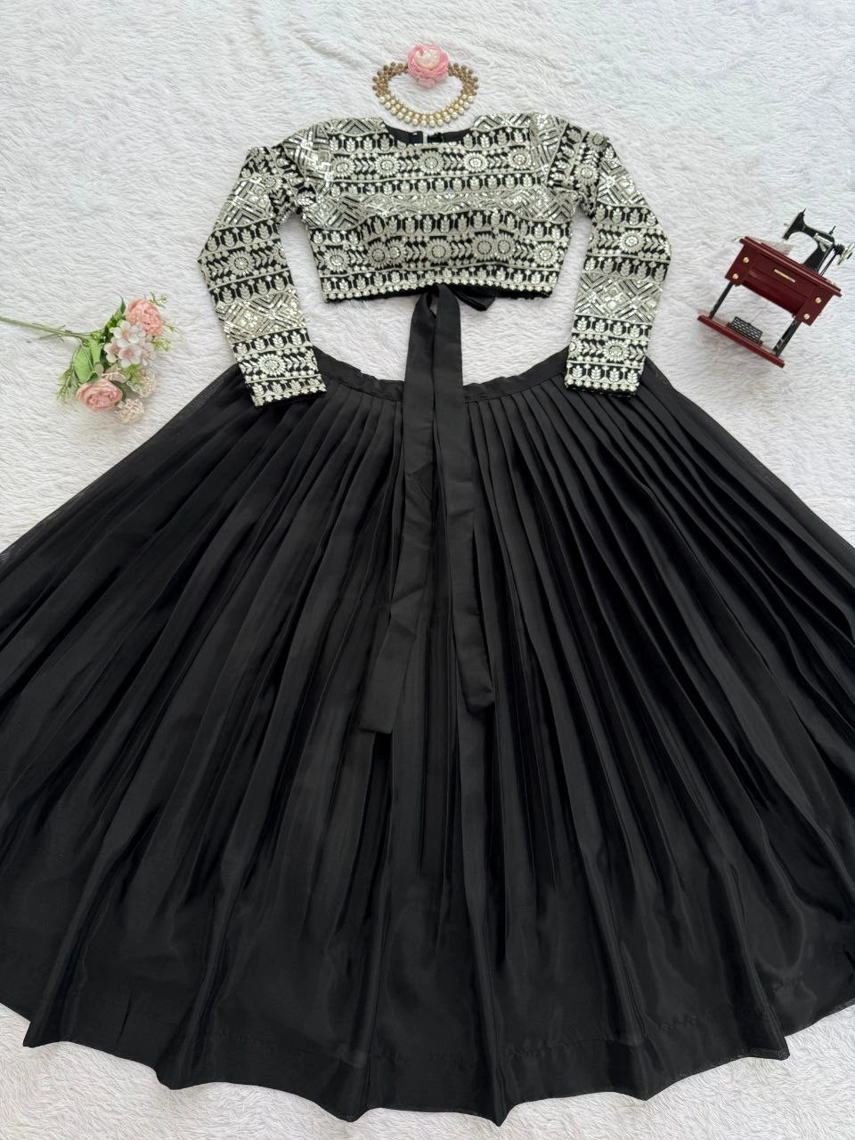 Women’s organza lehenga with 4 meter flair