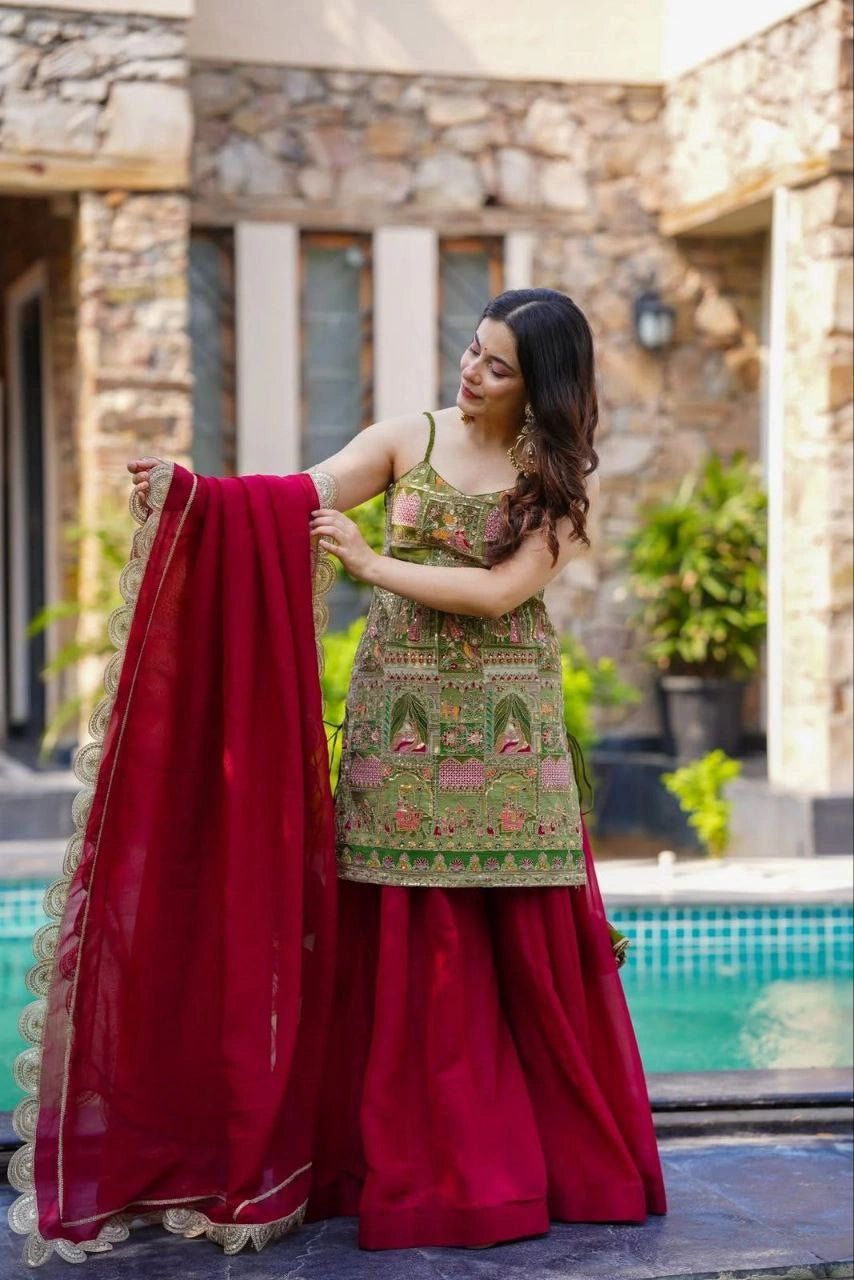 flared plazo organza set
