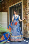 Organza silk digital print Anarkali gown front view