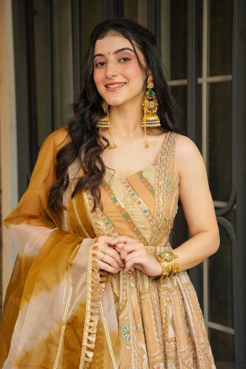 Designer Anarkali gown front view