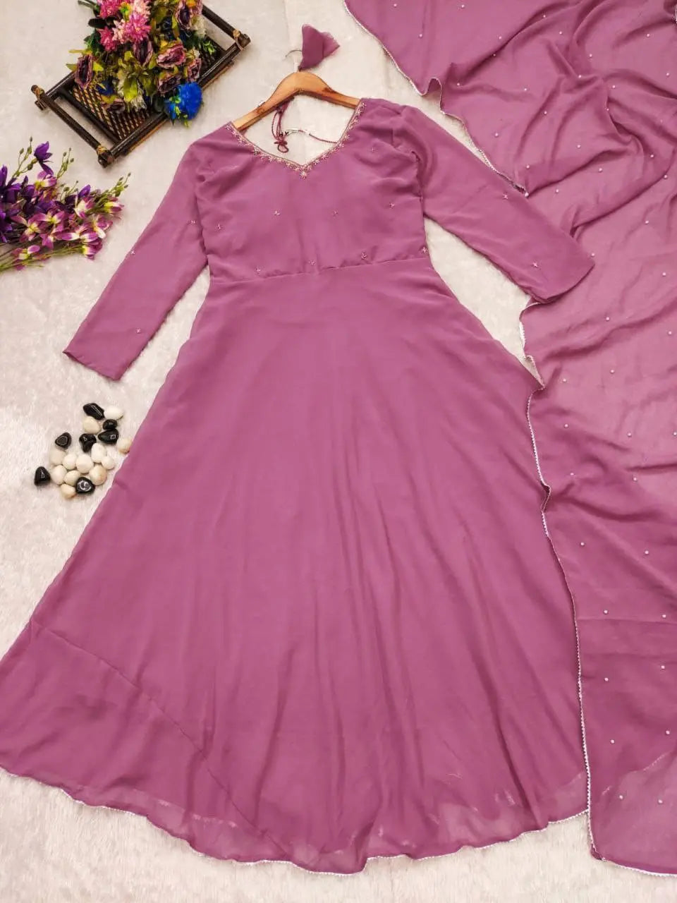 Embroidered Anarkali with padded bodice