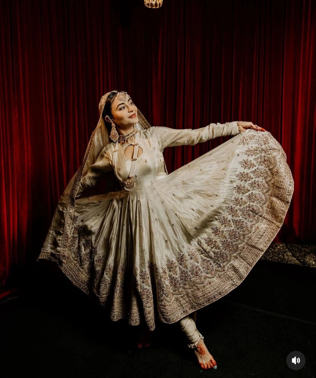 Soft and luxurious Chinon silk gown set for party wear