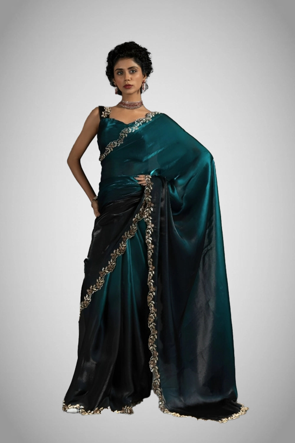 Wedding saree with shimmer detail