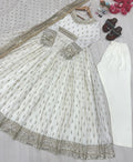 Party wear silk gown set for festive occasions