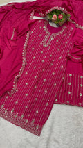 Chinon kurti with embroidery and sequence