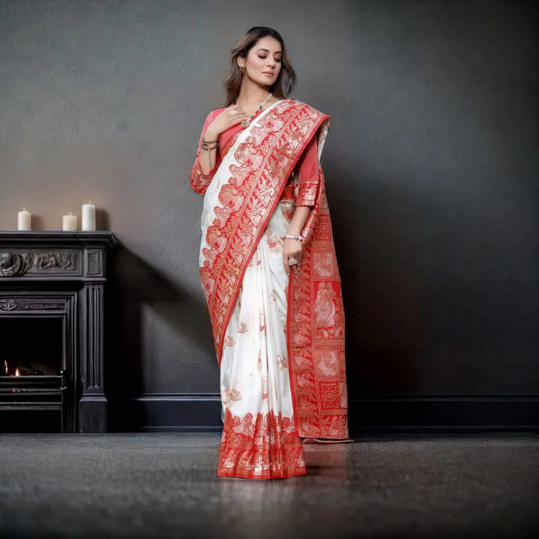 Banarasi Style Pure Kanjivaram Silk Jacquard Kanchipuram Pattu Saree With Un-Stiched Blouse NextBuy