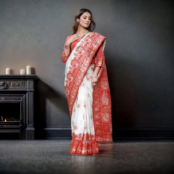 Banarasi Style Pure Kanjivaram Silk Jacquard Kanchipuram Pattu Saree With Un-Stiched Blouse NextBuy