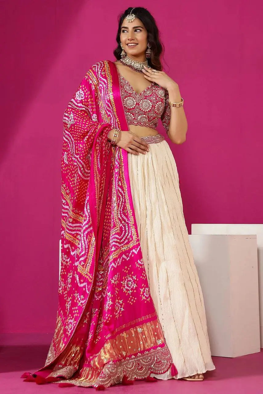 Embroidery Work Digital Print Lehenga Choli (Full Stitched) NextBuy