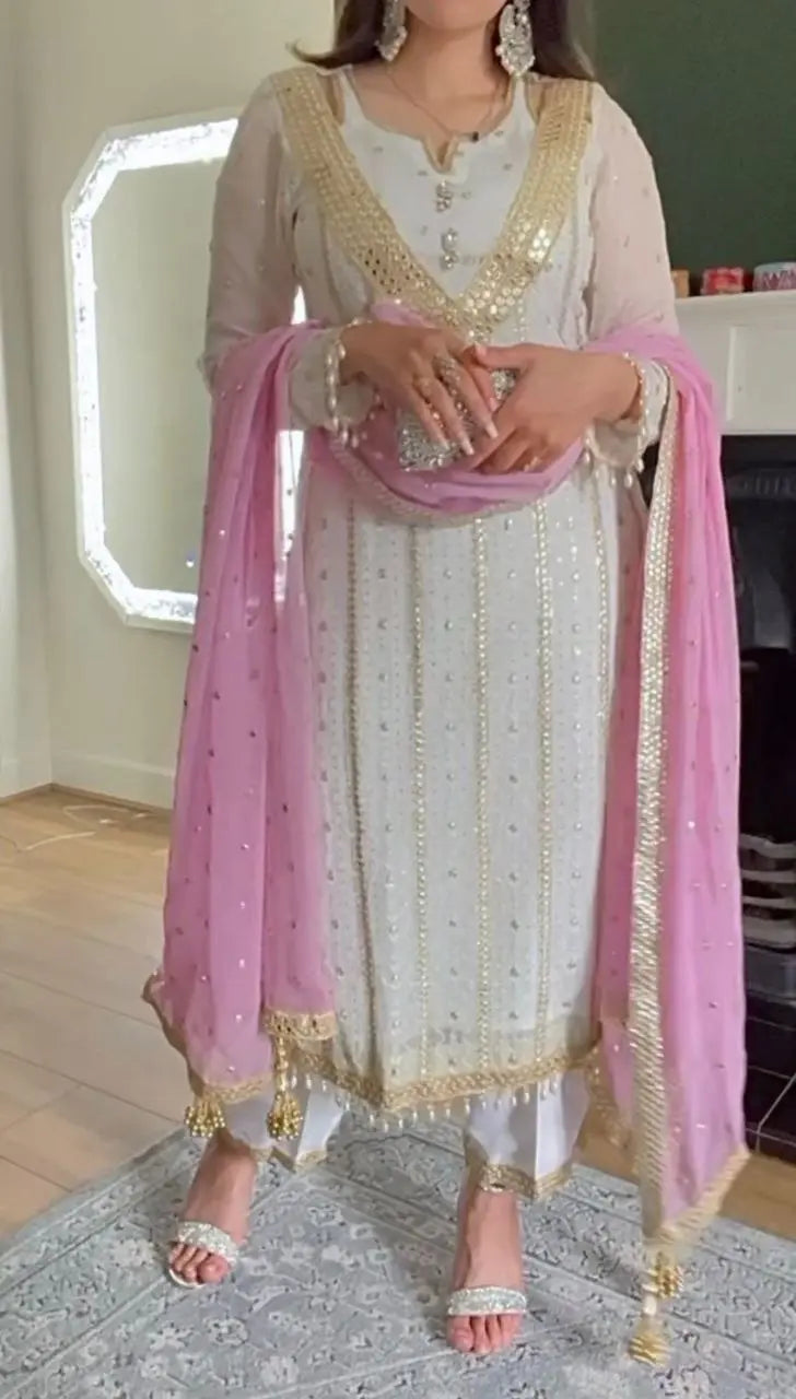 Summer Special Designer Party Wear Long Pakistani Suit - Fancy Embroidery & Sequence Work NextBuy