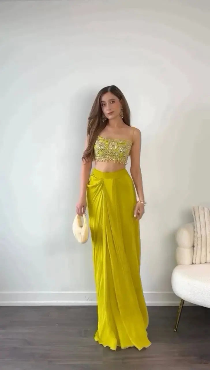 Ready to Wear Dhoti Style With Srug and Unstich Choli NextBuy