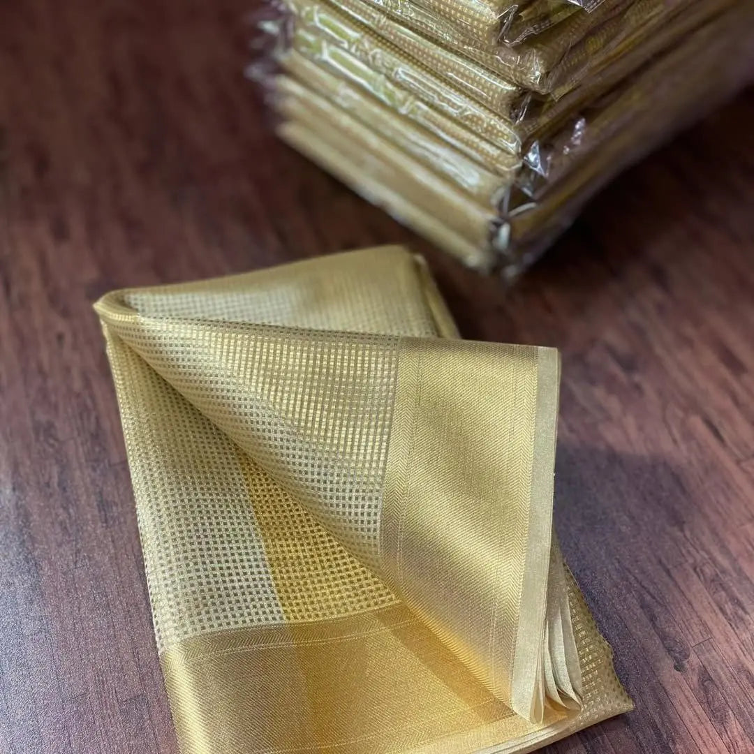 Launching: Nayanthara-Inspired Golden Banarasi Handloom Tissue Silk Saree NextBuy