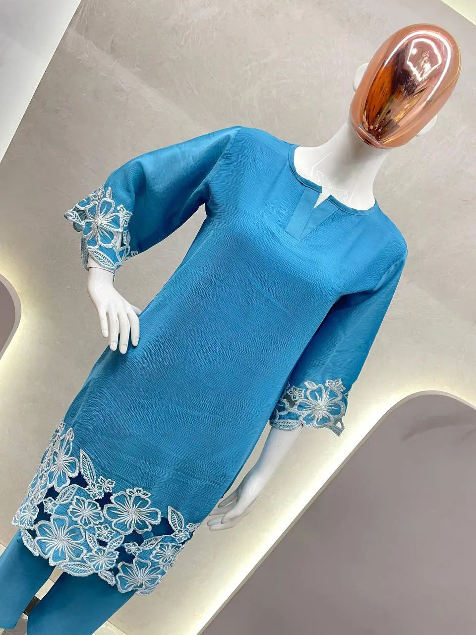 DESIGNER EXCLUSIVE NEW HEAVY CHINON FABRIC WITH EMBROIDERY WORK CO-ORDSETS NextBuy