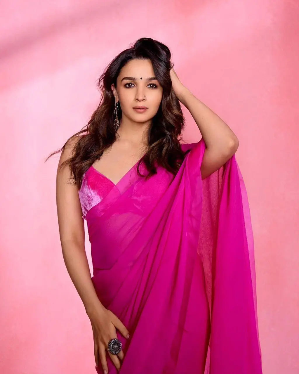 GEORGETTE SAREE WITH VISCOS VELVET BLOUSE - NextBuy