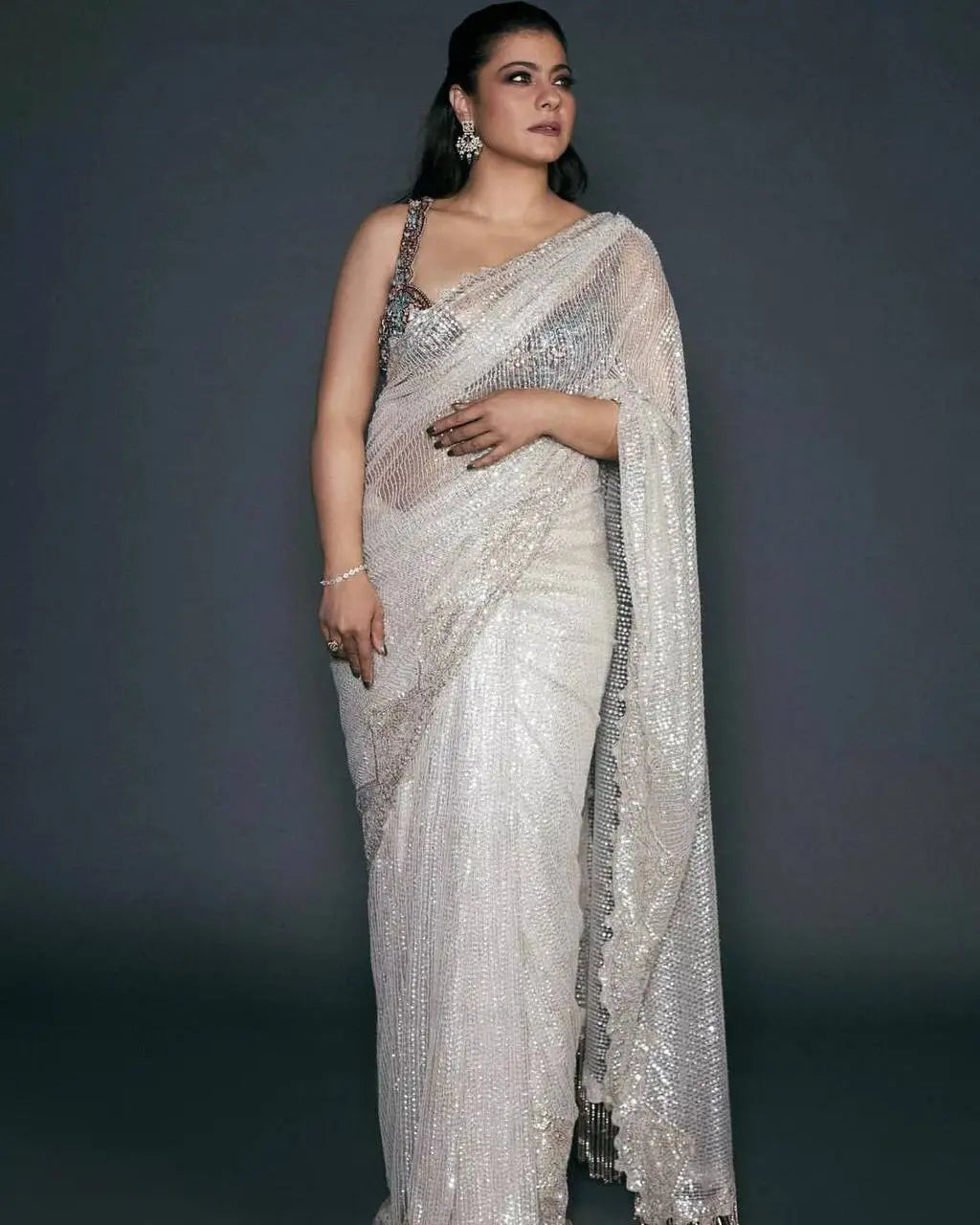 Heavy Quality Mono net fabric with beautiful 5mm sequence Saree &amp; Multy Embroidery work &amp; Cutwork Border in Saree - NextBuy