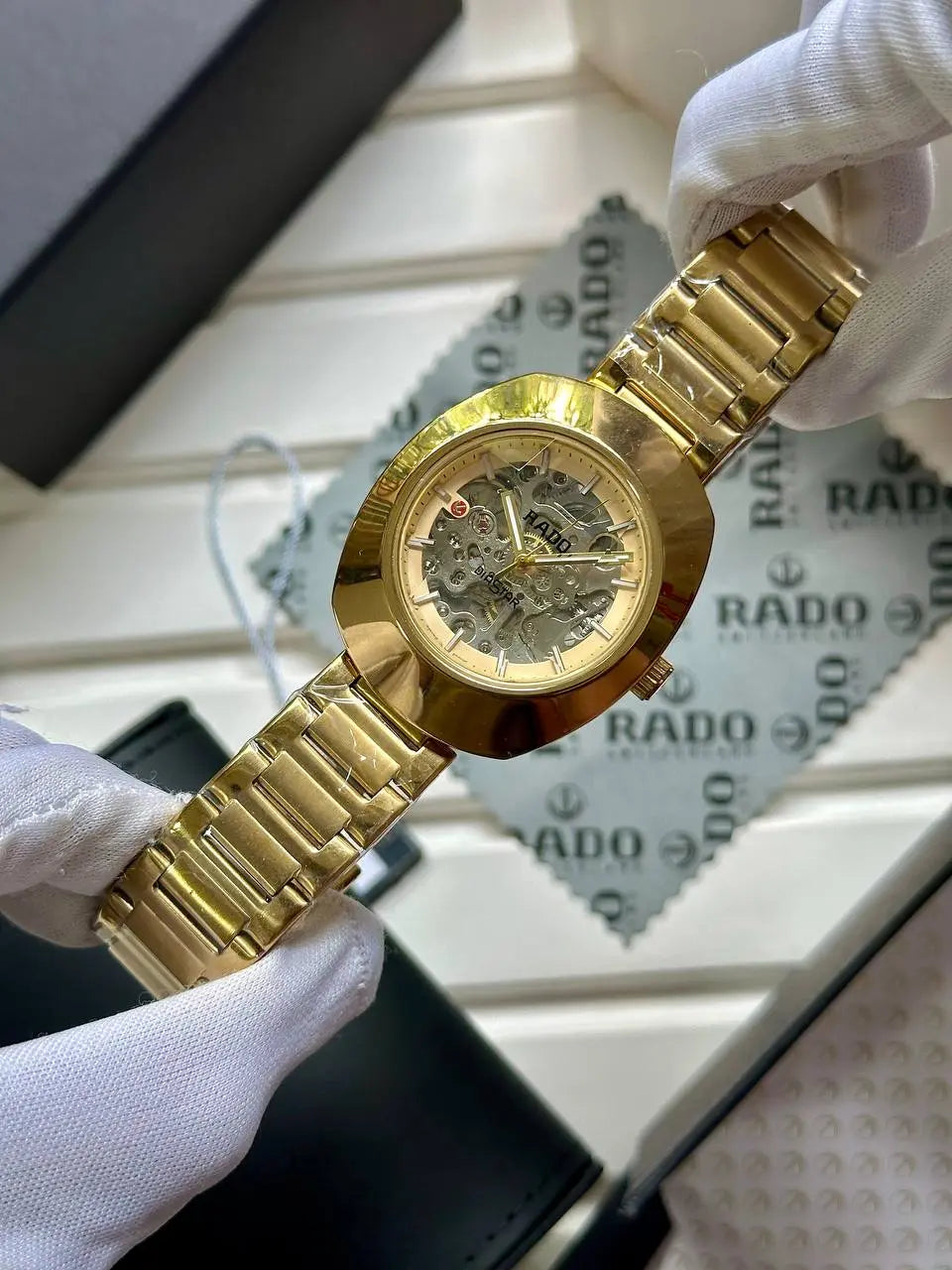 稼働 RADO DIASTAR 腕時計 超型ベゼル ゴールド メンズ 2971 Super High-Quality Rado Diastar Automatic Watch - Dial & Full