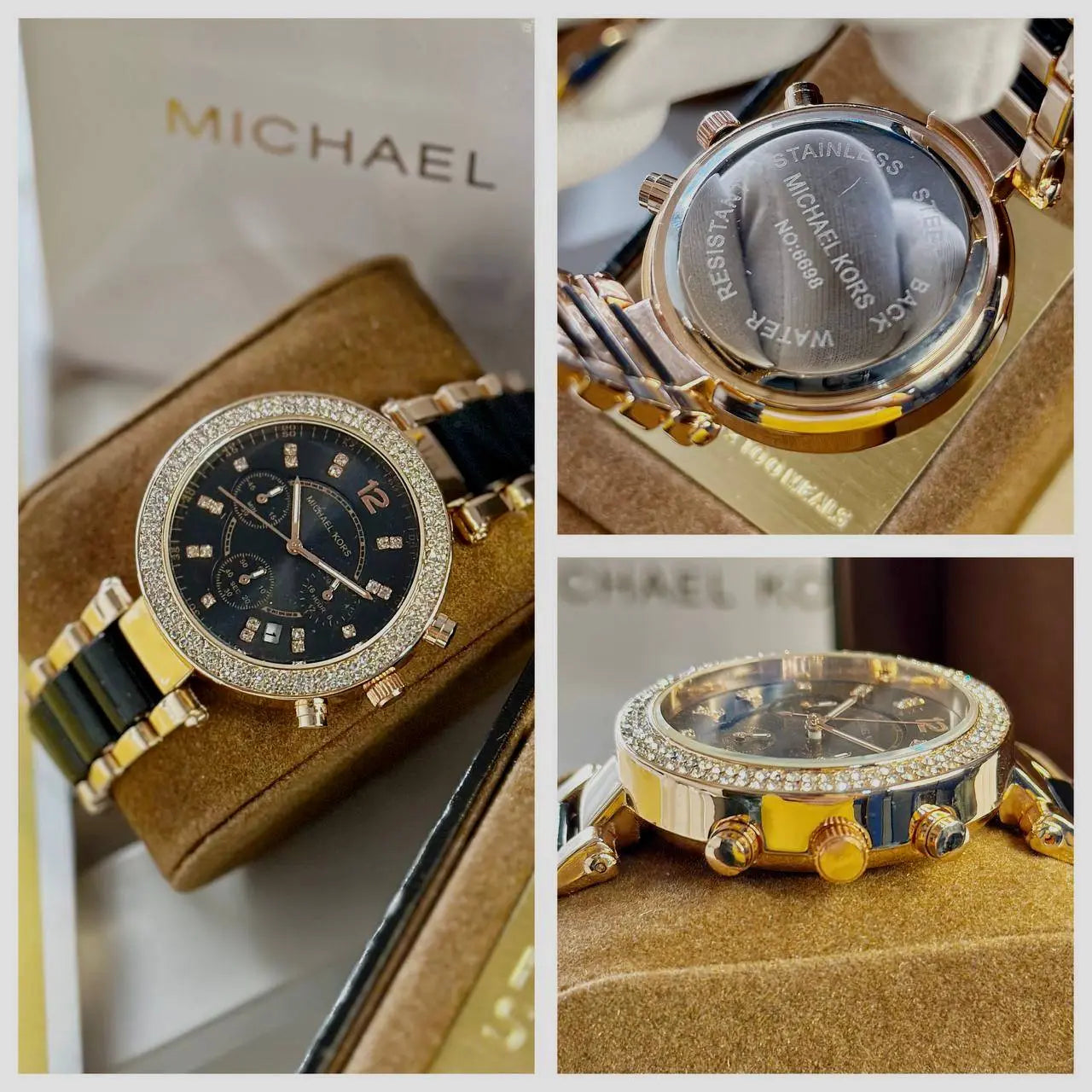 Michael Kors Luxury Black & Gold Stylish Girls Watch NextBuy