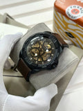 Fossil 7AAA Automatic Watch for Men – This luxury automatic watch features a brown leather strap and skeleton dial, offering precision and style from the 7AAA Premium Collection.