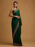 Green Zariwork Semi Crepe Designer Saree NextBuy