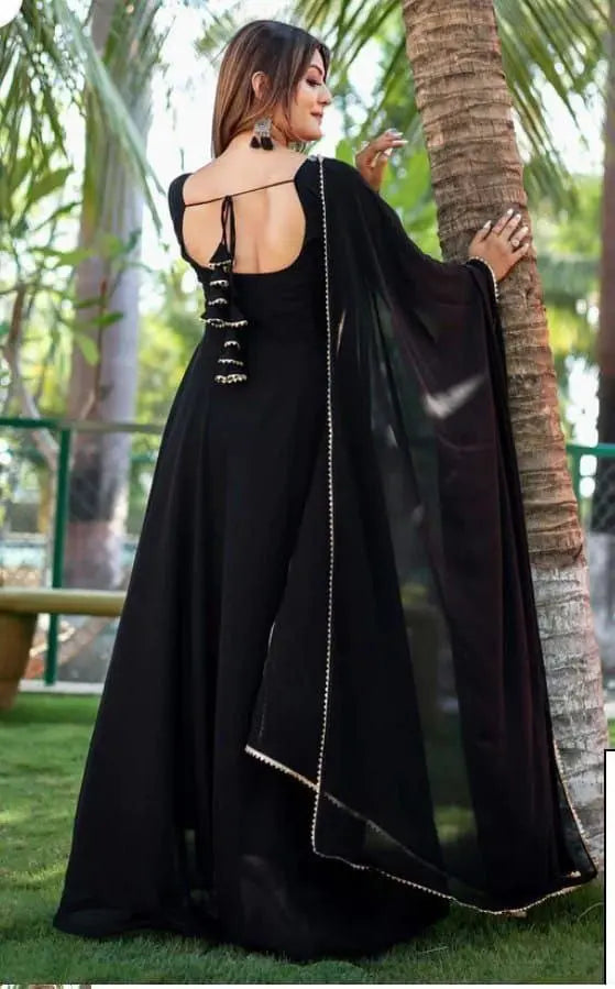 Black Flared Kurta With Dupatta NextBuy